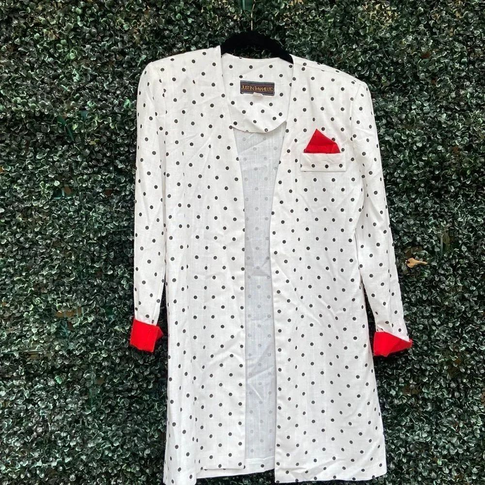 Vintage 80’s Just In Thyme Polka Dot Open Blazer Vintage Size 6